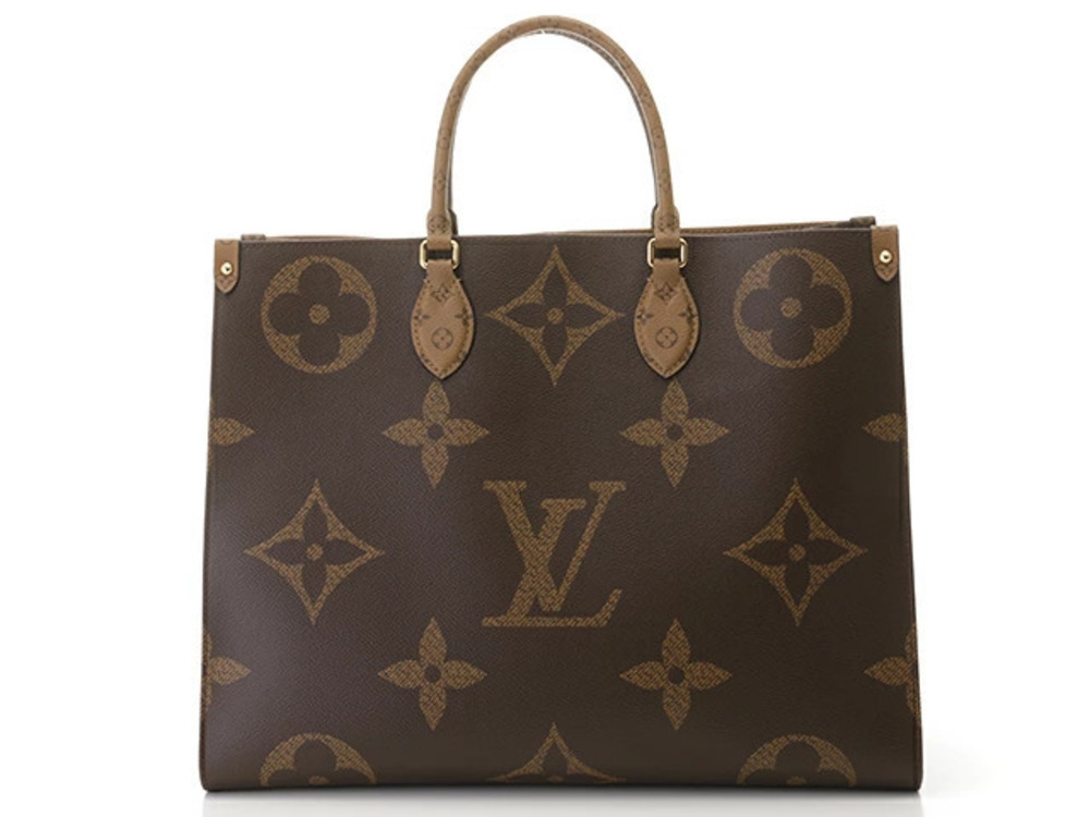 LOUIS VUITTON On The Go Monogram Giant Reverse Bag Tote Canvas Brown Stamped